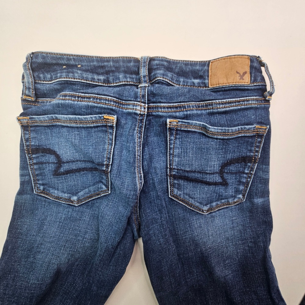 American Eagle Kick Bootcut Jeans Women 2 Short Dark Wash Super Stretch - Picture 14 of 16